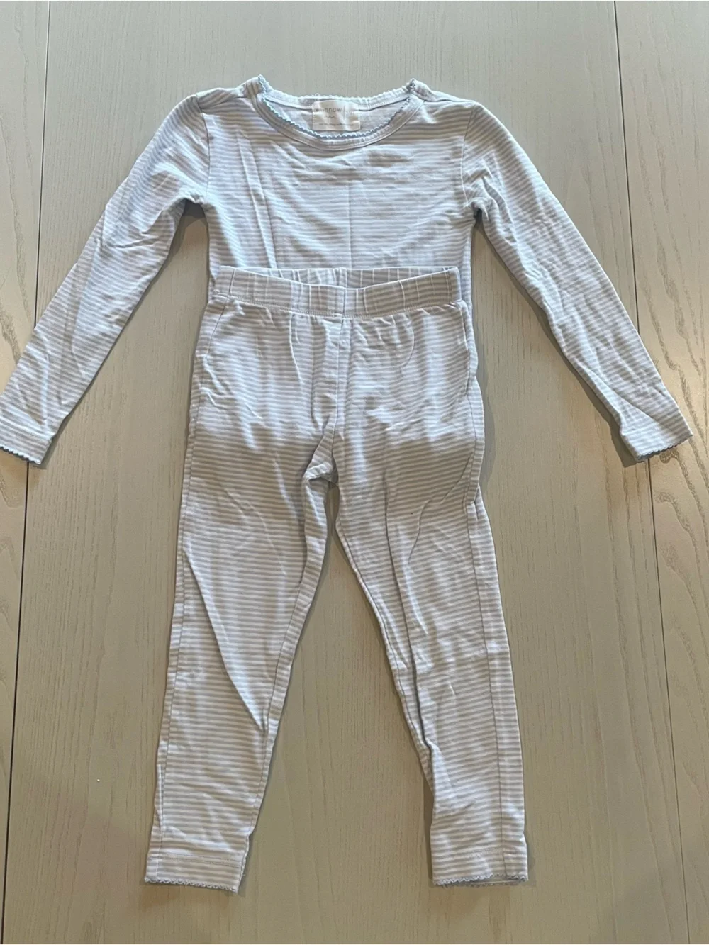Minnow Girls Powder Blue Stripe Pima Pajama Set - 3T 4T